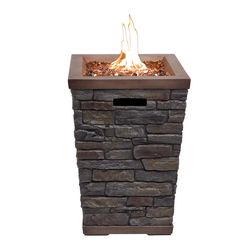 Alpine 22.2 in. W Stainless Steel Square Propane Fire Pit