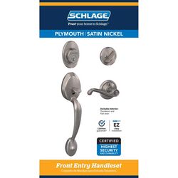 Schlage Plymouth / Flair Satin Nickel Single Cylinder Handleset and Knob