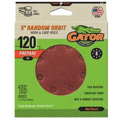 Gator 5 in. Aluminum Oxide Hook and Loop Sanding Disc 120 Grit Fine 15 pk