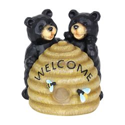 Exhart WindyWings Resin Black/Yellow 8 in. Bears and Welcome Hive Statue
