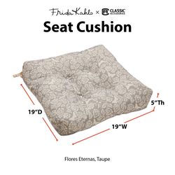 Classic Accessories Frida Kahlo Gray Flores Eternas Polyester Chair Cushion 5 in. H X 19 in. W X 19