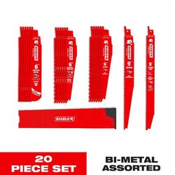 Diablo Bi-Metal Nail Embedded Wood and Metal Demolition Reciprocating Saw Blade Set 20 pc
