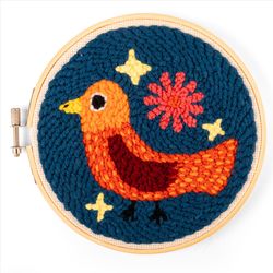 Kikkerland Bird Punch Needle Kit Bamboo/ Iron/ Steel/ ABS/ Cotton Fabric/ Acrylic Yarn 1 pk