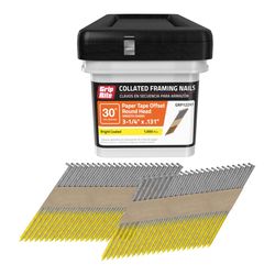 Grip-Rite 3-1/4 in. L X 12 Ga. Angled Strip Bright Framing Nails 30 deg 1000 pk