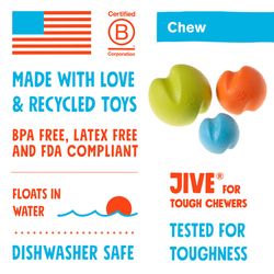 West Paw Zogoflex For Dog Green Plastic Jive Ball Dog Toy Large 1 pk
