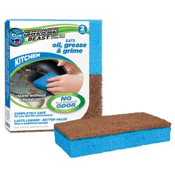 Grease Beast Medium Duty Antibacterial Scrubber Sponge For Kitchen 4.5 in. L 2 pk
