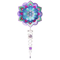 Spinfinity Designs Multi-color Stainless Steel 6.5 in. Mandala Lotus Mini Set Outdoor Spinner