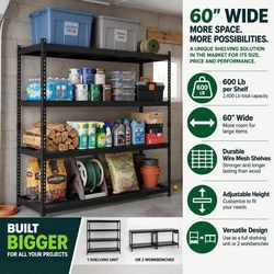 Ar Shelving HD Metal Shelf 72 in. H X 60 in. W X 20 in. D Steel 4-Tier Shelving Unit