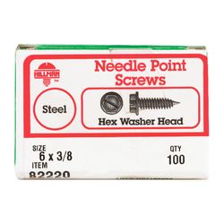 HILLMAN No. 6 Ga. X 3/8 in. L Slotted Hex Washer Head Self-Piercing Screws 1 pk