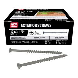Grip-Rite PrimeGuard Ten No. 10 wire X 3-1/2 in. L Phillips Bugle Head Coarse Exterior Screws