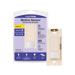 Lutron Maestro 2 amps Single Pole Motion Sensor Smart-Enabled Light Switch Almond, White 1 pk
