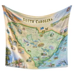 Xplorer Maps 50 in. H X 58 in. L Fleece South Carolina Blanket