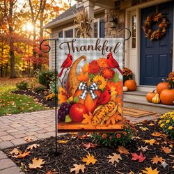 Briarwood Lane Thankful Gathering Garden Flag 18 in. H X 12.5 in. W