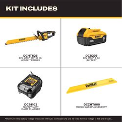 DeWalt XR DCHT826P1 24 in. 20 V Battery Hedge Trimmer Kit (Battery & Charger)