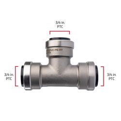 QuickFitting 3/4 in. PTC in. Stainless Steel Reducing Tee