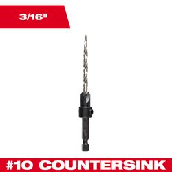 Milwaukee 10 X 3/16 in. D X 7.75 in. L Black Oxide Countersink Bit 1 pc