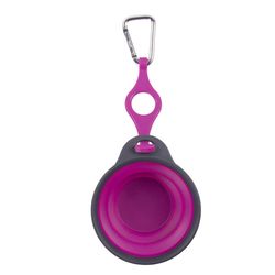 Dexas Pink Rubber 1 cups Pet Travel Feeder For All Pets