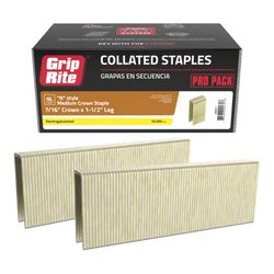 Grip-Rite N-Style 7/16 in. W X 1-1/2 in. L 16 Ga. Medium Crown Staples 10000 pk
