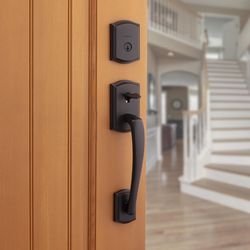 Kwikset Prescott Venetian Bronze Entry Handleset 1-3/4 in.