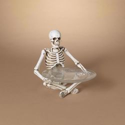 Gerson 11 in. Halloween Skeleton with Glass Plate Halloween Decor