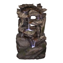 Alpine Fiberglass/Resin Assorted 27 in. H waterfall Fountain with LED Light