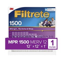 Filtrete 12 in. W X 12 in. H X 1 in. 1500 MPR Pleated Ultra Allergen Filter 1 pk