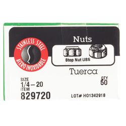 Hillman 1/4 in. Stainless Steel SAE Nylon Lock Nut 50 pk
