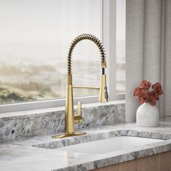 Kohler Leste One Handle Brushed Brass Pull-Down Kitchen Faucet