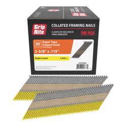 Grip-Rite 2-3/8 in. L Angled Strip Bright Framing Nails 30 deg 2500 pk