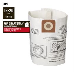 Craftsman 2 in. L X 12 in. W Wet/Dry Vac Bag 16-20 gal 2 pc