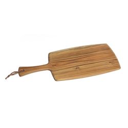 Lipper International Natural Leather/Teak Wood Rustic Serving Paddle Board 1 pc