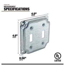 Southwire Square Steel 2 gang 4 in. H X 4 in. W Box Cover