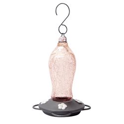 Nature's Way Hummingbird 16 oz Glass Crackle Glass Nectar Bird Feeder 4 ports