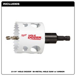 Milwaukee Hole Dozer 2-1/4 in. Bi-Metal 3.5 in. L X 3/8 in. D Hole Saw with Arbor and Pilot Bit Arbo