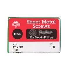 HILLMAN No. 12 Ga. X 3/4 in. L Phillips Flat Head Sheet Metal Screws 100 pk