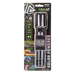 LitezAll 120 lm Black LED Rechargeable Solar Power Flashlight w/Bluetooth Speaker 18650 Battery