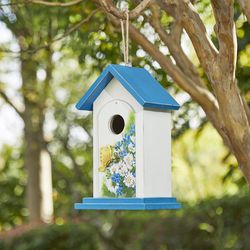 Glitzhome 11.75 in. H X 5.25 in. W X 7 in. L Metal and Wood Bird House