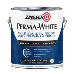 Zinsser Perma-White Satin White Water-Based Mold and Mildew-Proof Paint Interior 1 gal