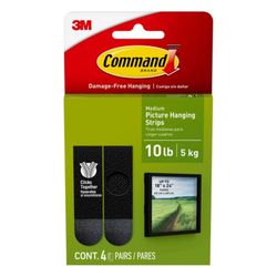 3M Command Black Medium Picture Hanging Strips 10 lb 8 pk