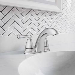 Moen Banbury 2 Chrome Traditional Centerset Bathroom Sink Faucet 4 in.