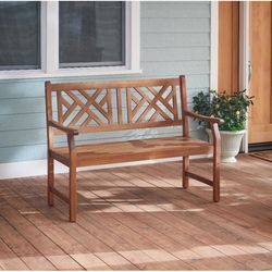 Living Accents Brown Wood Outdoor Bench 36 in. H X 48.25 in. L X 24.5 in. D