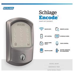 Schlage Encode Satin Nickel Metal Wi-Fi Deadbolt