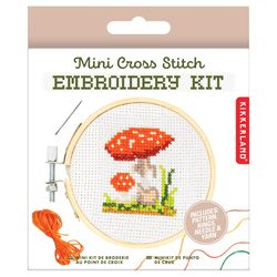 Kikkerland Mushroom Embroidery Kit Cotton/Polyerster Fabric 1 pk