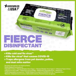 Crocodile Cloth Fierce Disinfecting Wipes 15 in. W X 10 in. L 80 wipes 1 pk