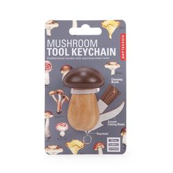 Kikkerland Stainless Steel Brown/Tan Mushroom Keychain