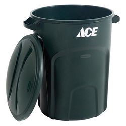 Ace 32 gal Green Plastic Trash Can Lid Included