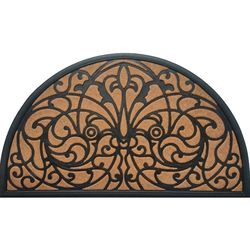 Direct Home Textiles Goup 18 in. W X 30 in. L Black/Brown Half Circle Rubber Door Mat