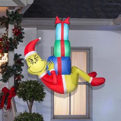 Dr. Seuss Airblown LED Hanging Grinch With Presents 4 ft. Inflatable