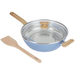 Good Cook Healthy Ceramic  All in One Ceramic/Titanium Pan with Lid 12 in. 3.4 qt Blue/White