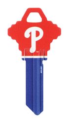 HILLMAN MLB Philadelphia Phillies House/Office Key Blank 68 Single For Schlage Locks Blue/Red